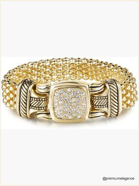 Gold-Plated Popcorn Chain Bracelet with Magnetic Clasp 7.5"